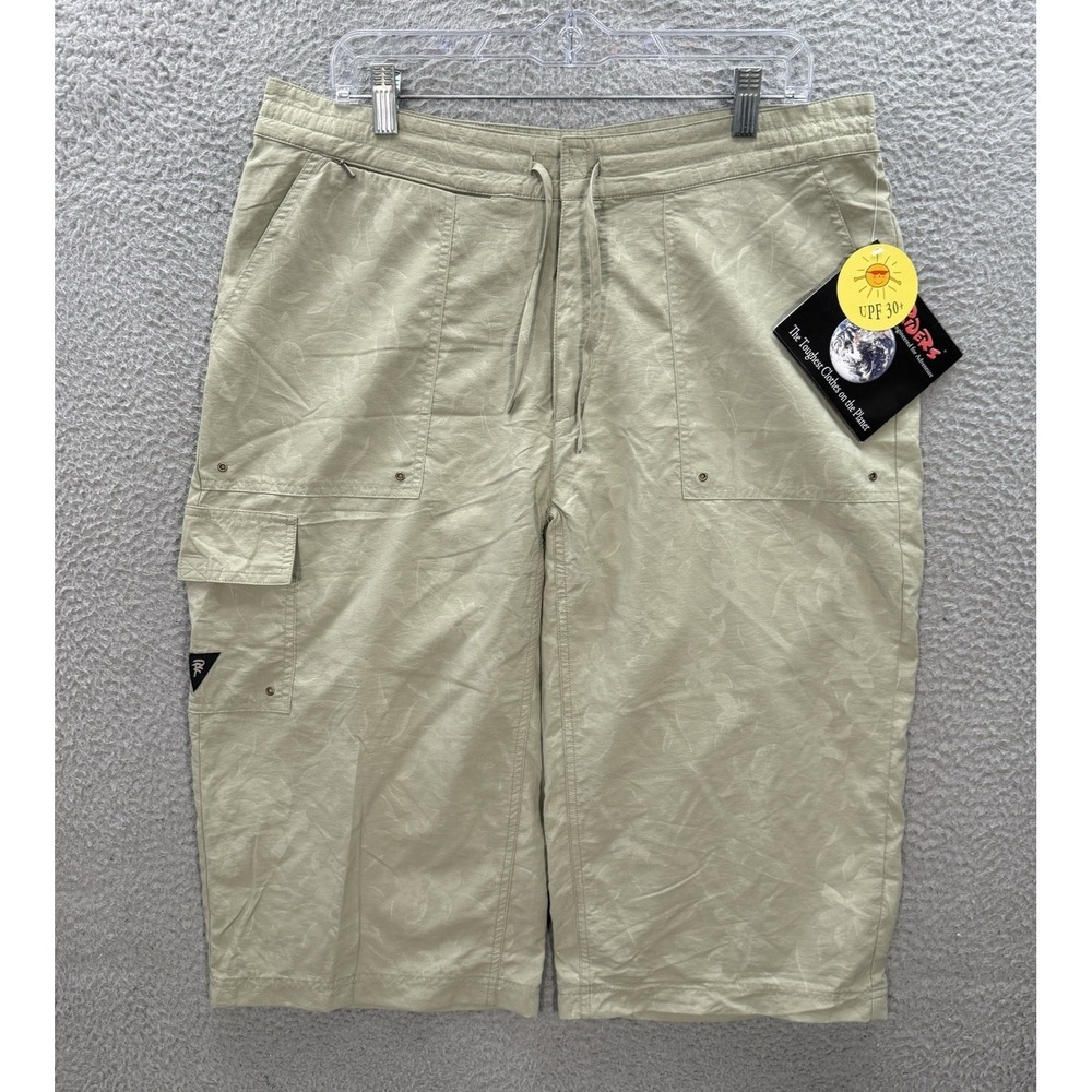 Rail Riders Pants Womens Large Green Floral Canyon Water Capri UPF 30+ NEW